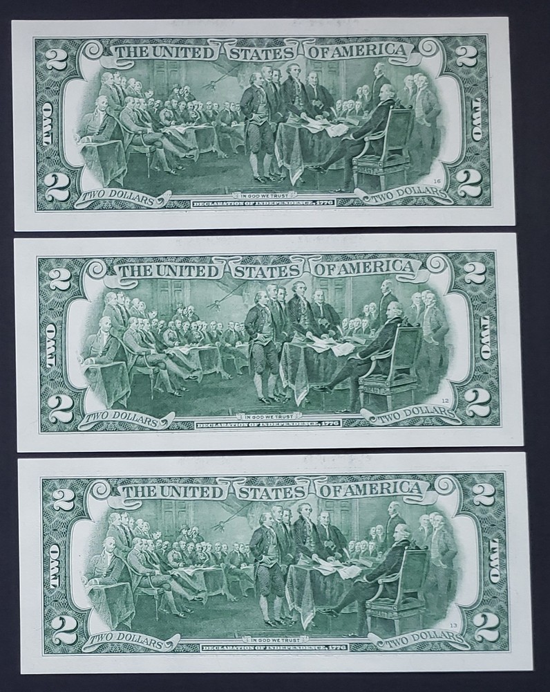 3x $2 Consecutive Notes L14662371B-373B 2017A Crisp UNC Sequential Run