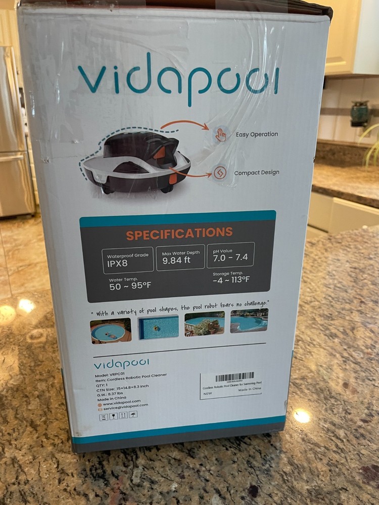 Vidapool Cordless Robotic Pool Cleaner, Portable Pool Vacuum VRPC01