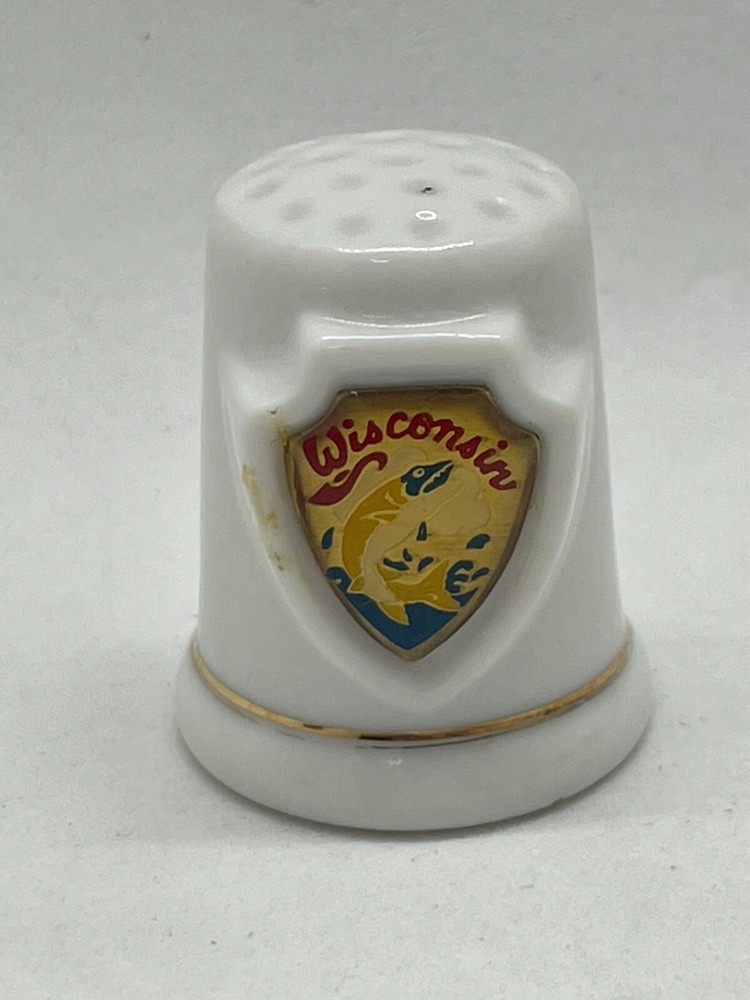 Wisconsin Shield Porcelain Thimble
