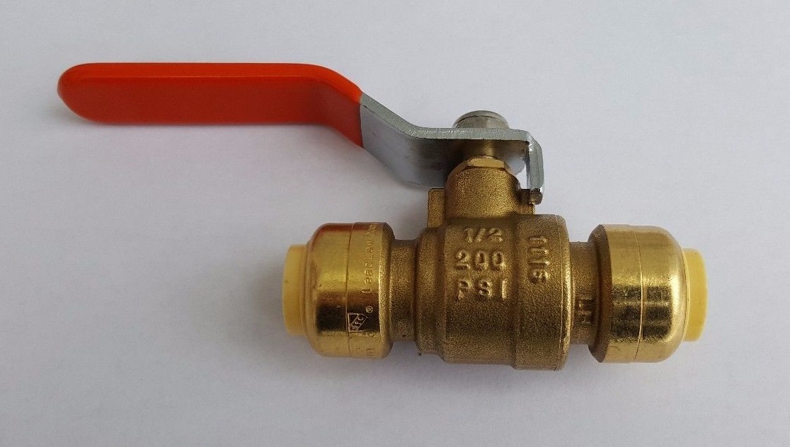 1 PIECE 1/2" PUSH FIT BALL VALVE WITH REMOVING CLIP