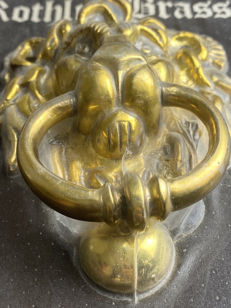 Rothley Brass Lion Head w/ Swing Pull Ring 5” Door Knocker