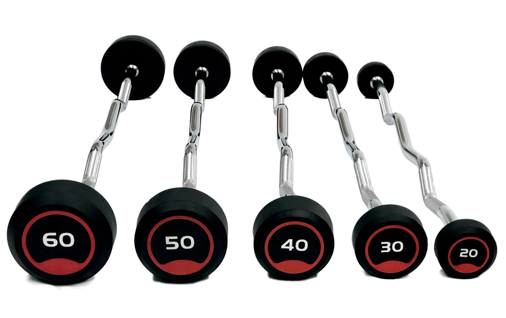 20LB-60LB Ruber EZ Curl Barbell Set