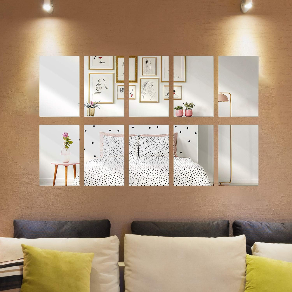 12 Pack Mirrors Plastic Mirror Decor Flexible Mirror Sheets Self Adhesive Mirror