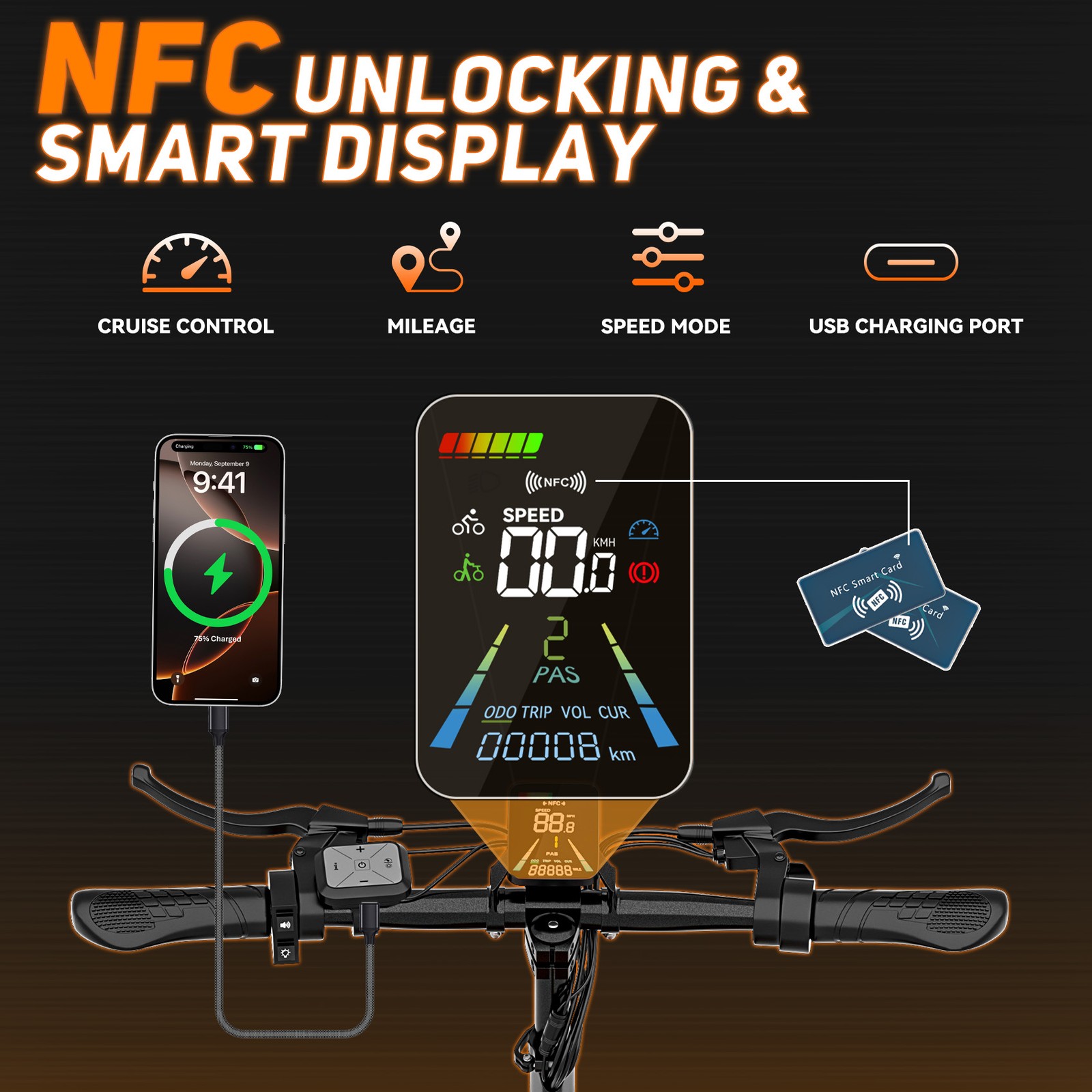 2000W Electric Scooter for Adults 30MPH 70Miles Range E-Scooter with 11" Tires