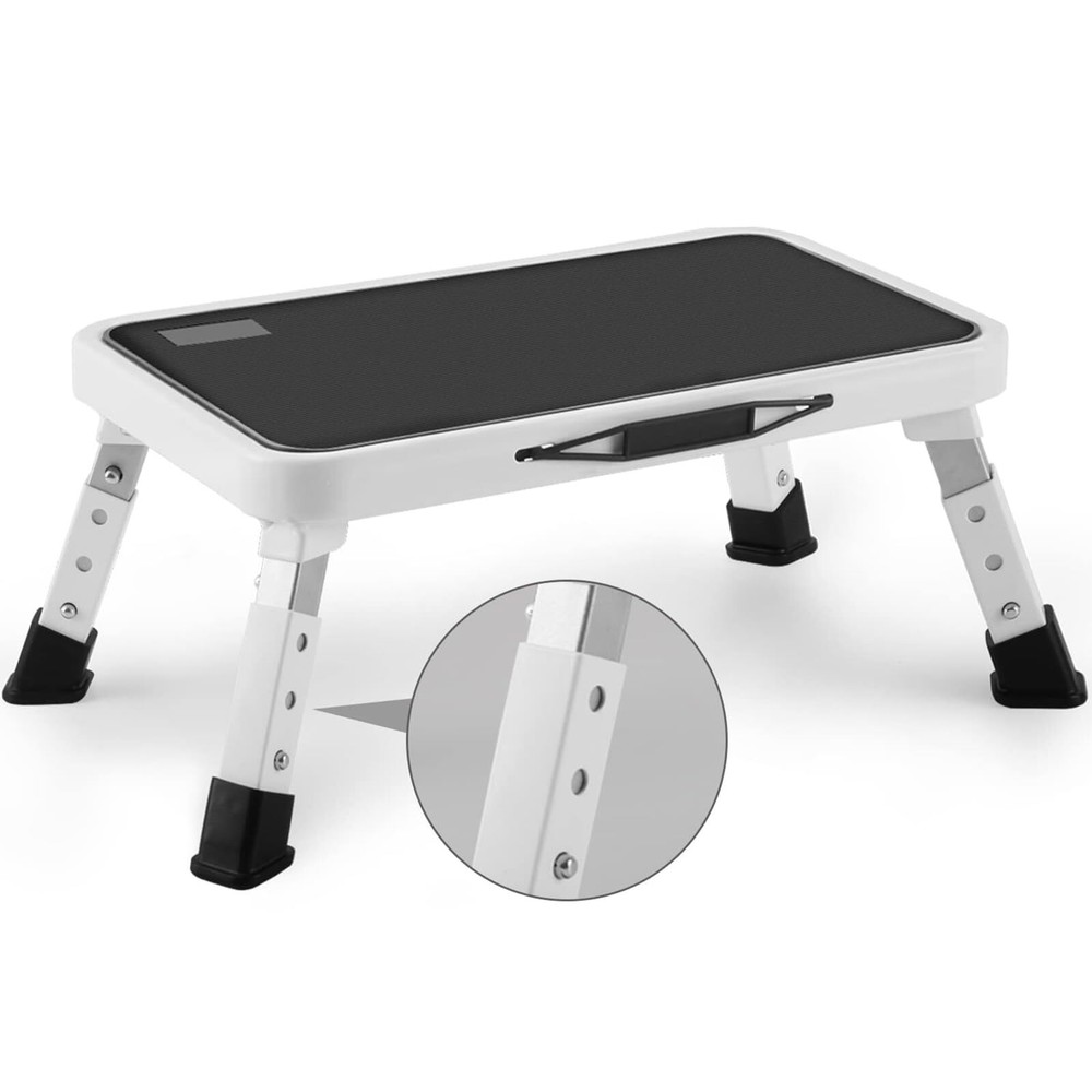 Folding Step Stool Height-Adjustable Step Stool with Non-Slip Platform Step