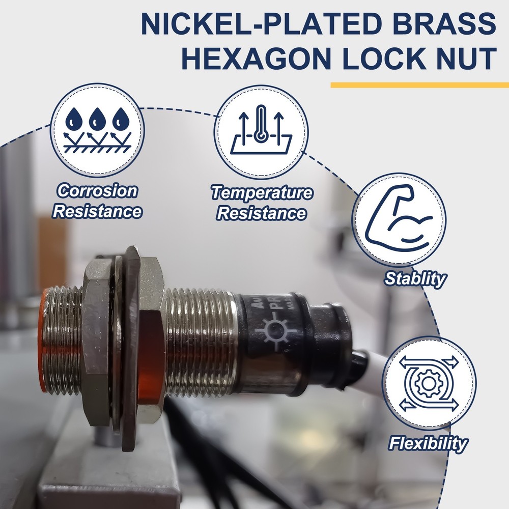 1Pcs BSPP Cast Pipe Fitting Hex Locknut Nickel Plated Copper G1-1/2