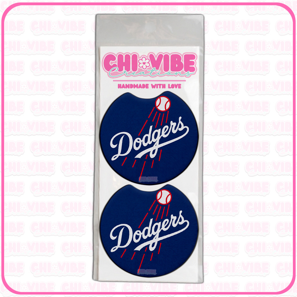 Dodgers LA Car Coasters 2pc Set Custom Handmade Cup Holder Inserts