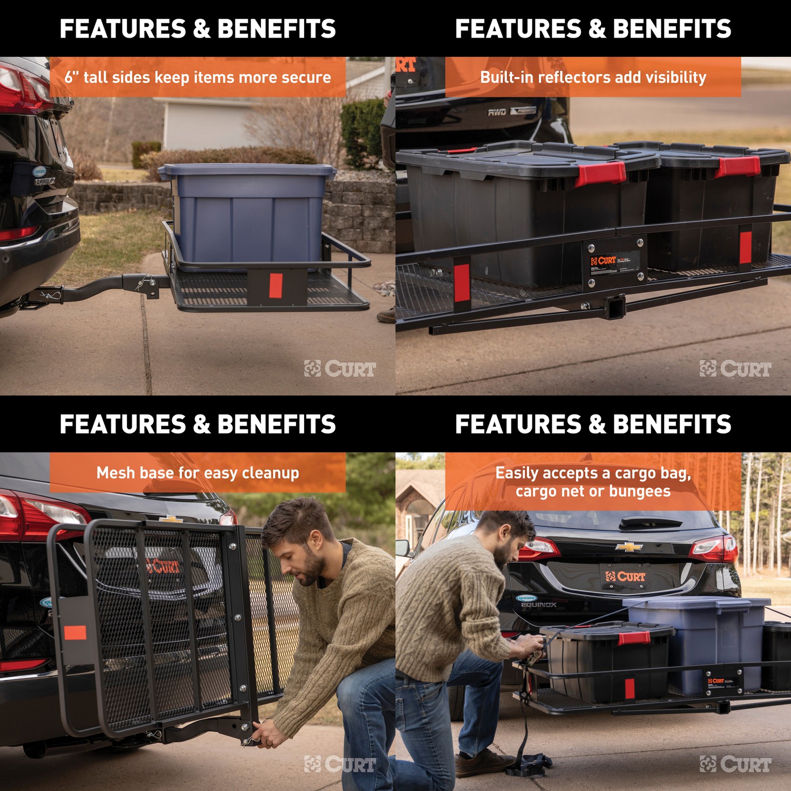 Trailer Hitch w/ Folding Cargo Basket Carrier CURT Class 3 2in Receiver - 13581