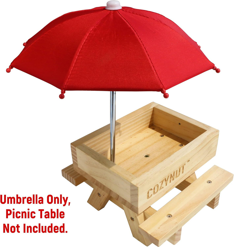 Replacement Mini Umbrella for COZYNUT Squirrel Feeder Picnic Table (Red)