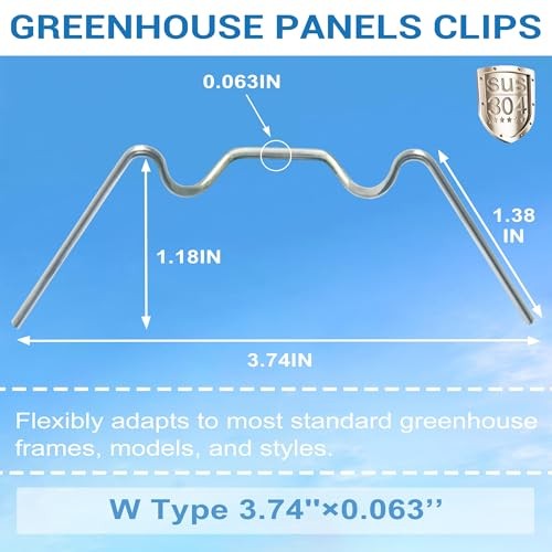 PCS Greenhouse Glazing Clips Stainless Steel Long 95mm/3.74IN W Type Clips 100