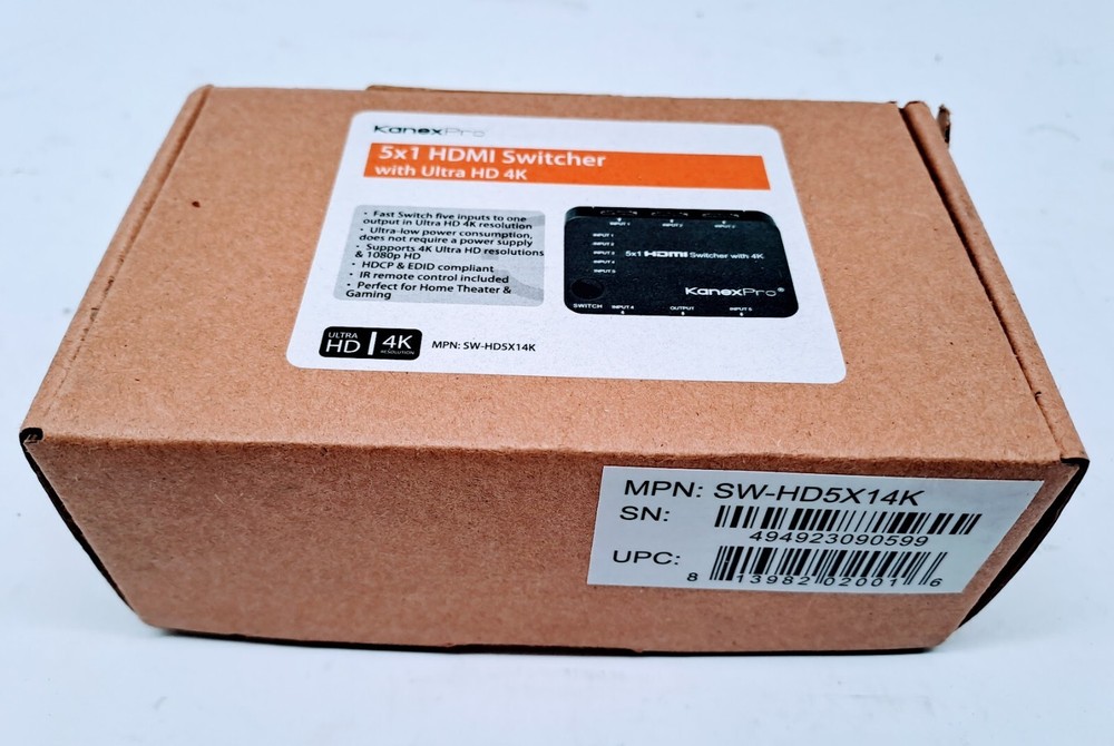KanexPro 5x1 HDMI Switcher With 4k Support