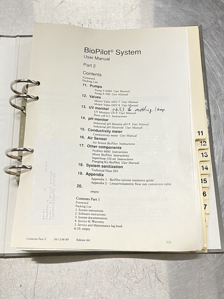 Pharmacia BioPilot System Part 2 - Users Guide / Instructions Manual