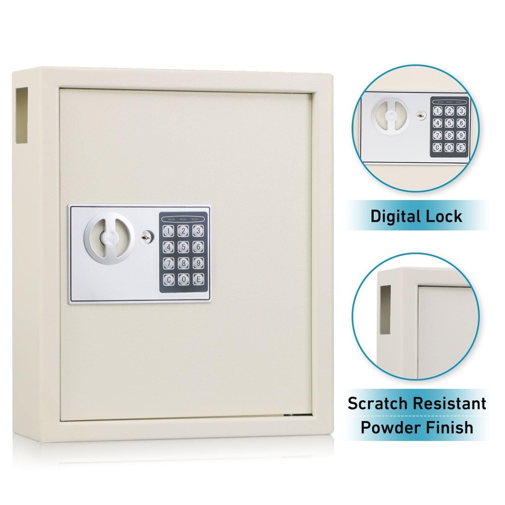 KYODOLED Electronic 40 Key Cabinet Wall Mount,Digital Key Safe Lock Box,Large...