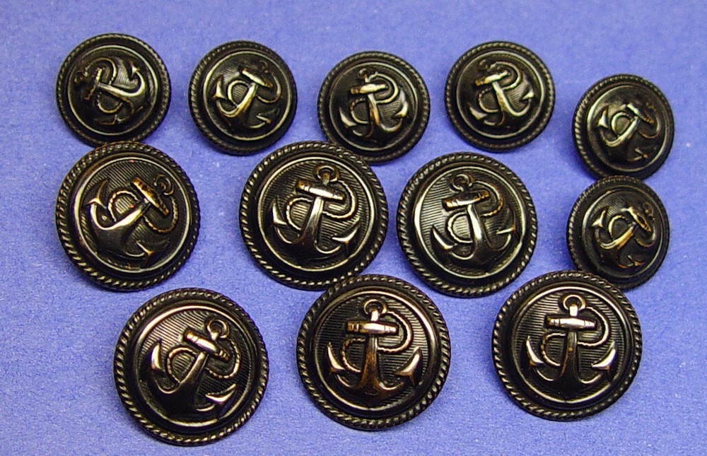 CELSO CELLINI Replacement buttons 12 black anodized effect metal, fair used cond