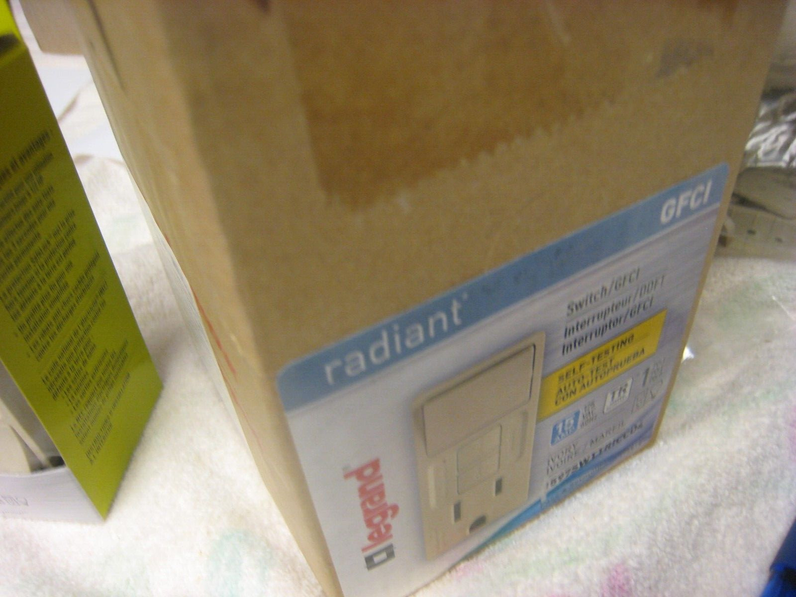 Legrand 1597SWTTRICCD4 Radiant GFCI Switch 15A, 125VAC, 60Hz, Single Pole, IVORY