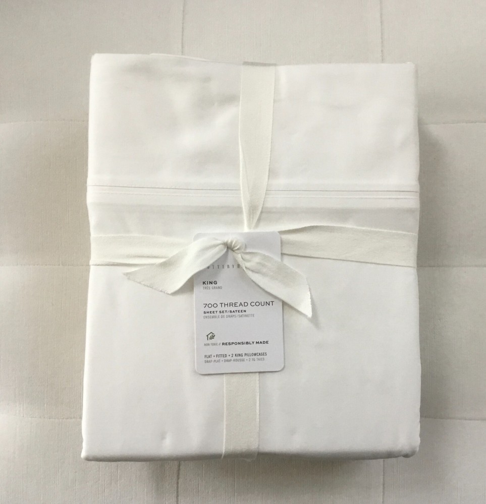 Pottery Barn 700 THREAD COUNT King Sheet Set White NWT