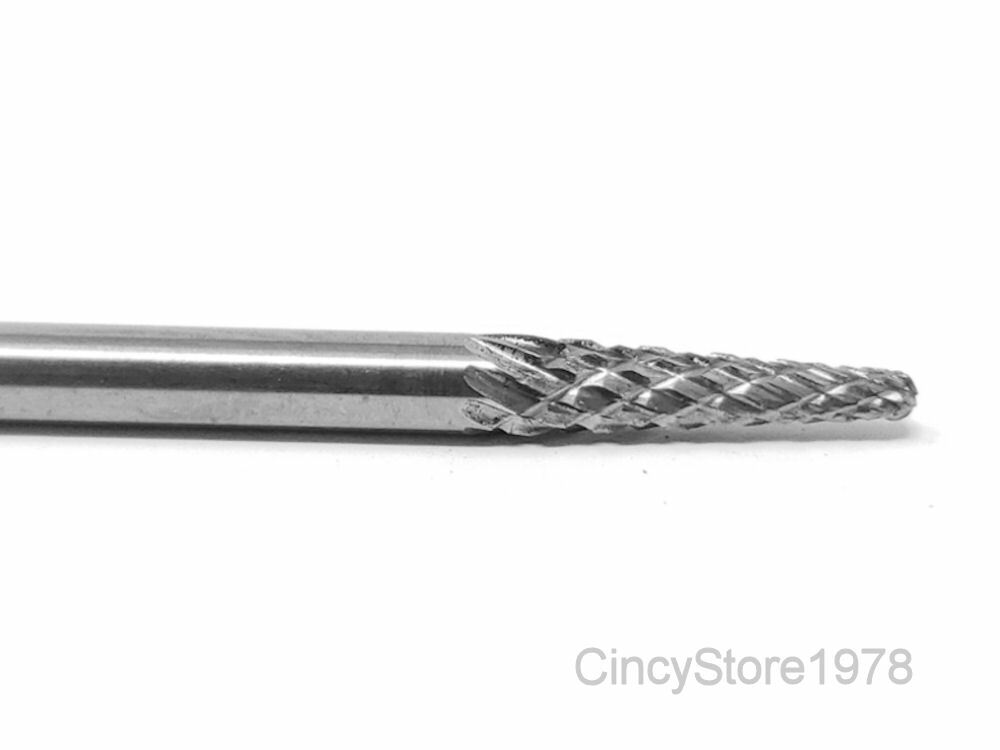 SL41D Taper Shape SOLID Carbide Burr Bur Cutting Tool Die Grinder Bit 1/8"
