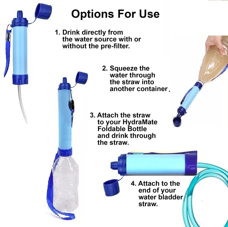 6 PC Personal Portable Water Filter Straw Filtration Purifier Outdoor Survival