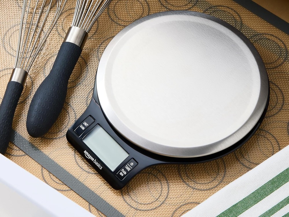 Amazon Basics Digital Kitchen Scale with LCD Display, Batteries Included, Weighs