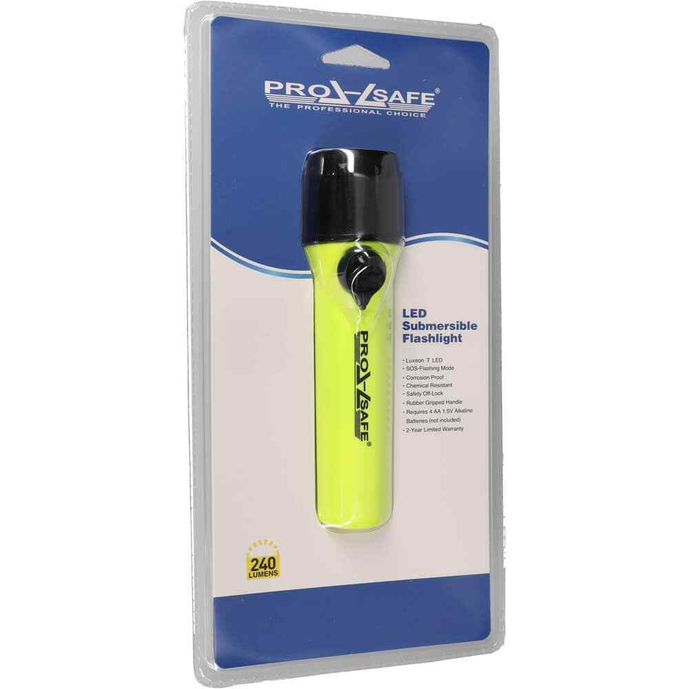 PRO-SAFE Tactical Waterproof LED Flashlight, High Visibility Yellow, 6-1/2" Long