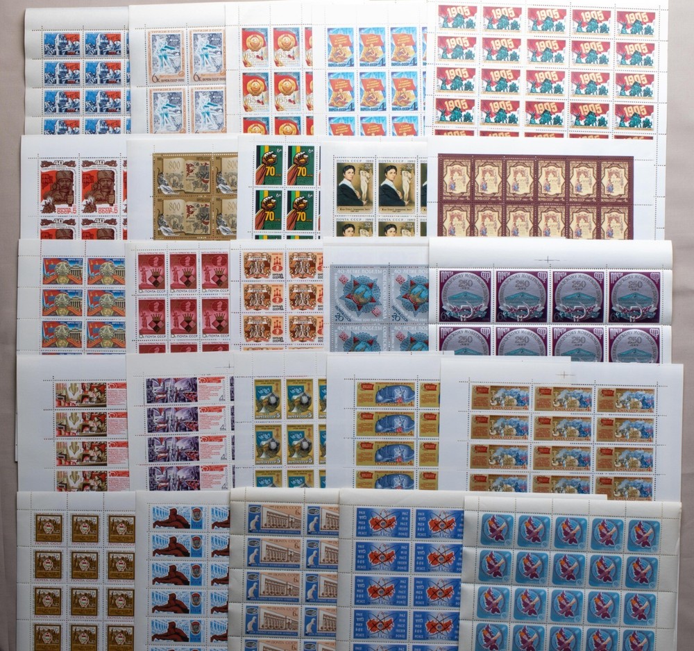 USSR - 100 mint sheets of Soviet stamps