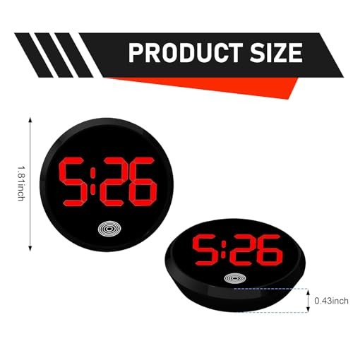Car Digital Clock, Round Touch Screen Display LED Luminous Number 1 PC Red