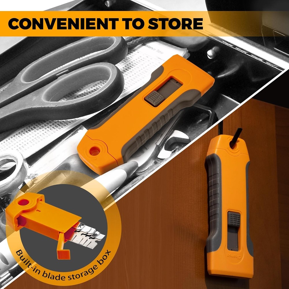 Razor Blade Scraper Tool with 15pcs Extra Blades, 16 Piece Set, Orange