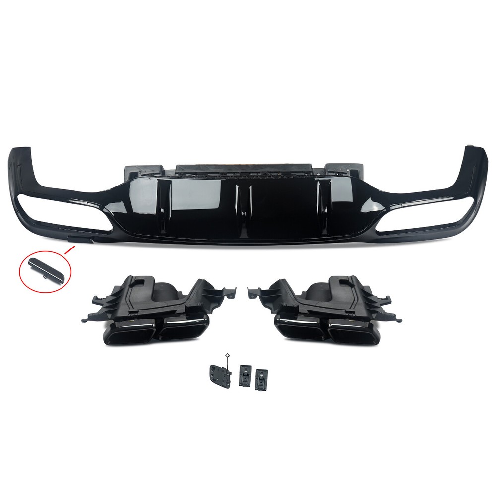 Rear Bumper Diffuser Lip W/ Exhaust Tips For 2016-2020 Benz W213 E300 E400 E43
