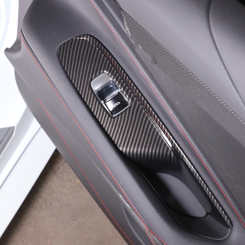 ABS Carbon Fiber window lift panel switch cover Trim For Corvette C8 Convertible
