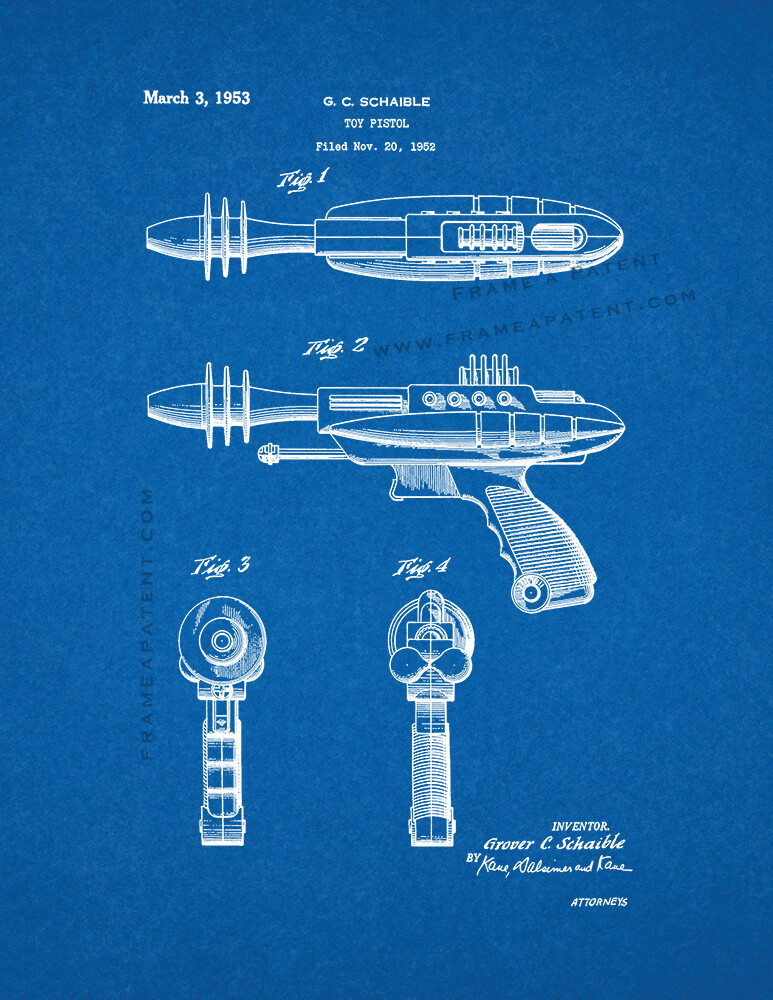 Toy Pistol Patent Print Blueprint