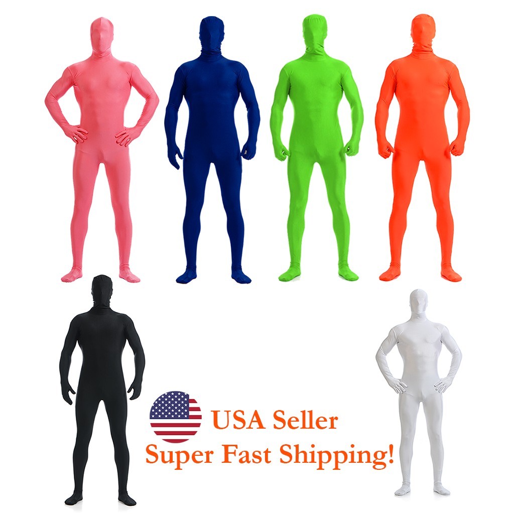 DH Zentai Suit Men's Spandex Halloween Full Body Face Covered Costume