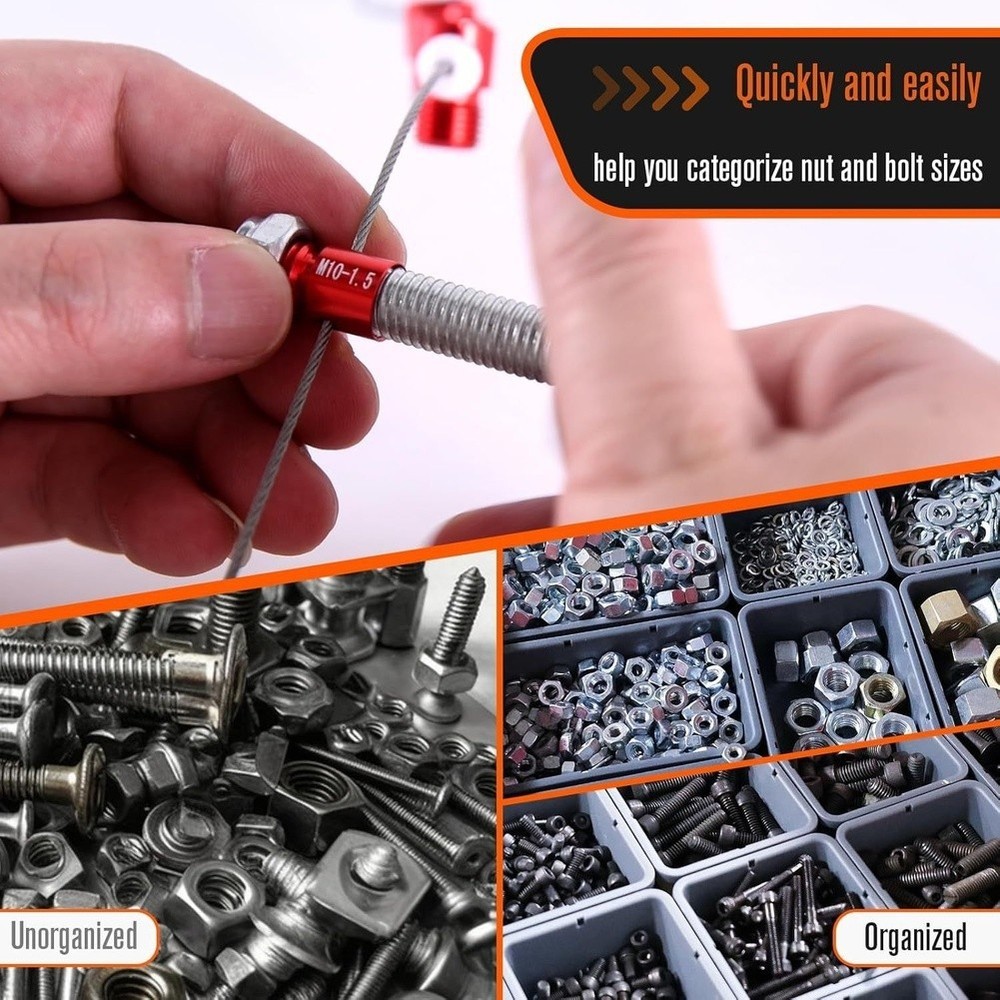Thread Size Identifier 26 Piece Set for Nuts Bolts Accurate Measurement Tools