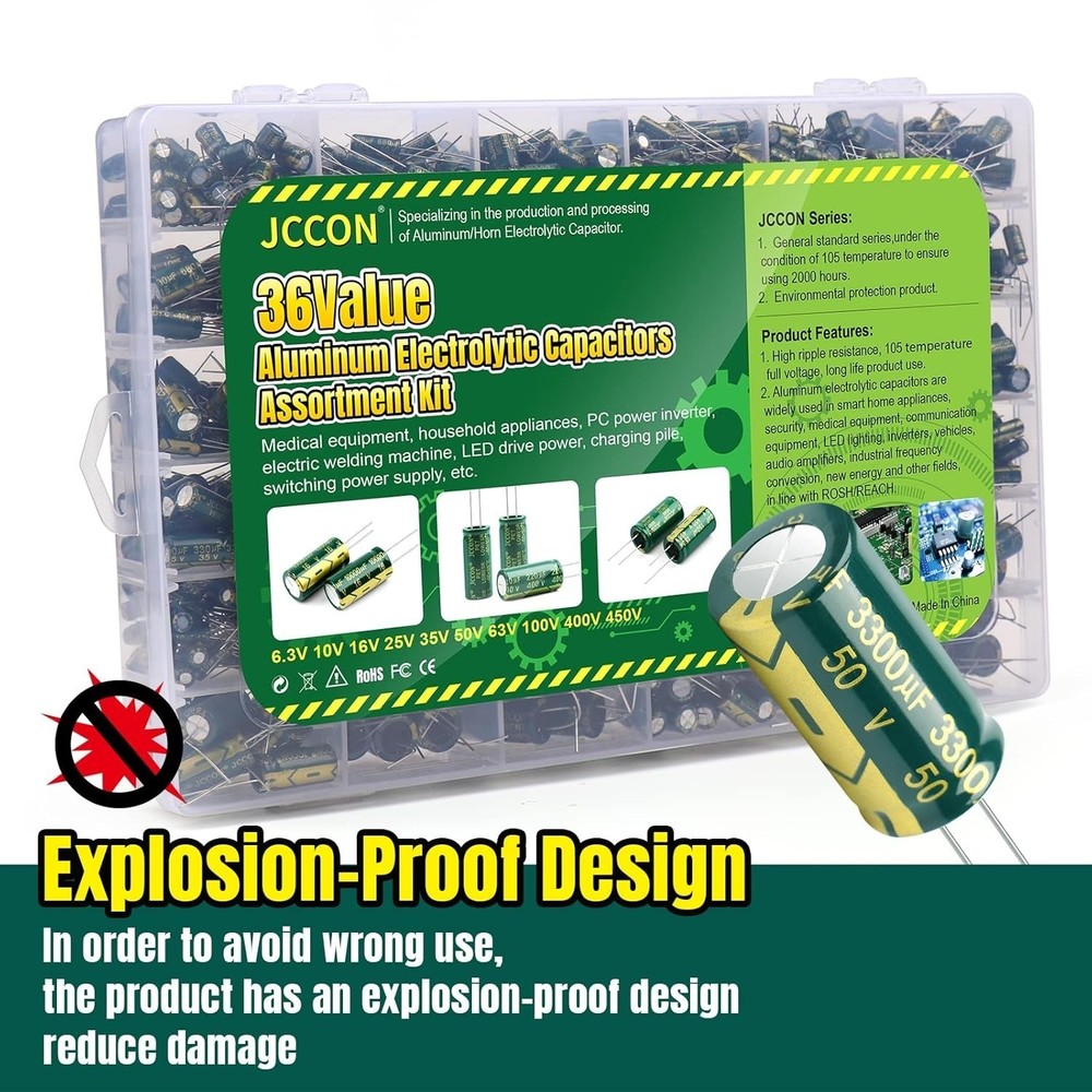 925Pcs 36Values Aluminum Electrolytic Capacitor Assortment Kit Lowesr Capacitor