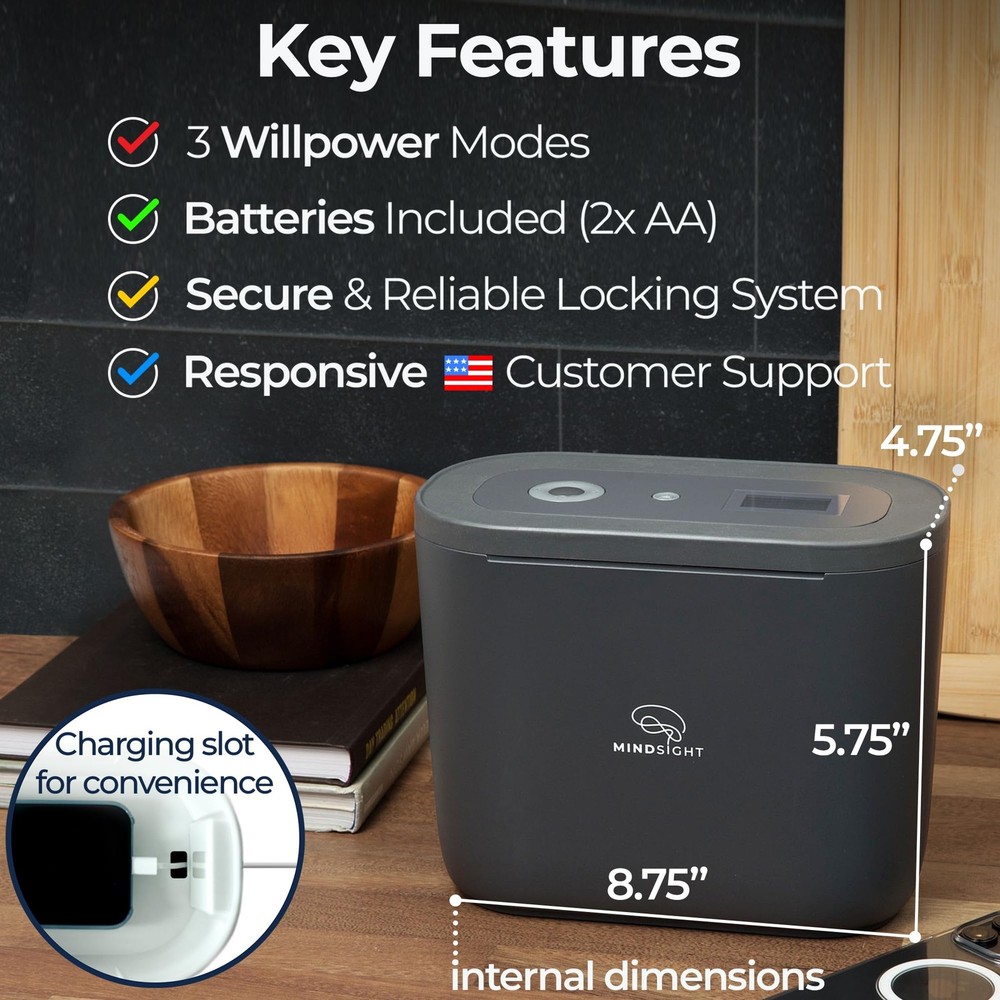Mindsight Timed Lock Box Plus | Fits Small Tablets (iPad Mini), Phones (10+) & M