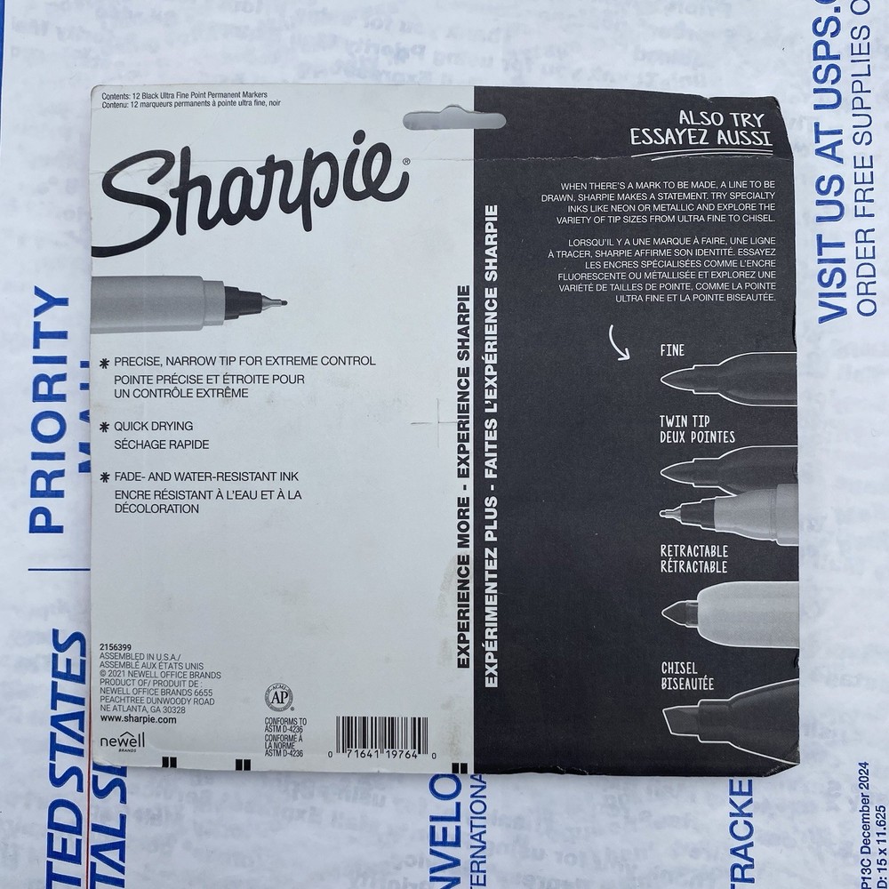 Sharpie Ultra Fine Permanent Marker 12 Count Black New in Package