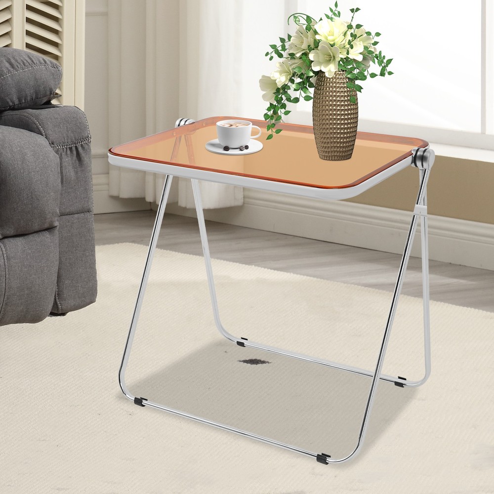Clear Foldable Side Table, Tiny Desk for Home Office, Small Computer Desk