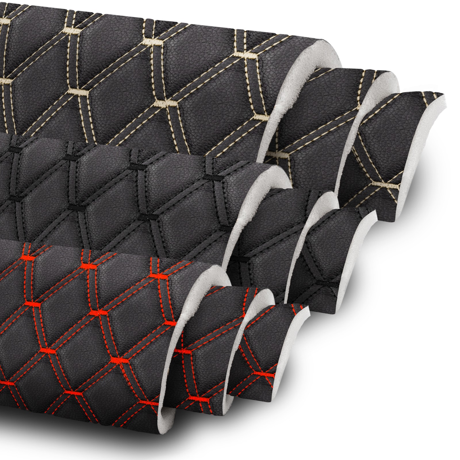 63" Quilted Faux Leather Fabric Foam Backed Car Headliner Upholstery By Yard