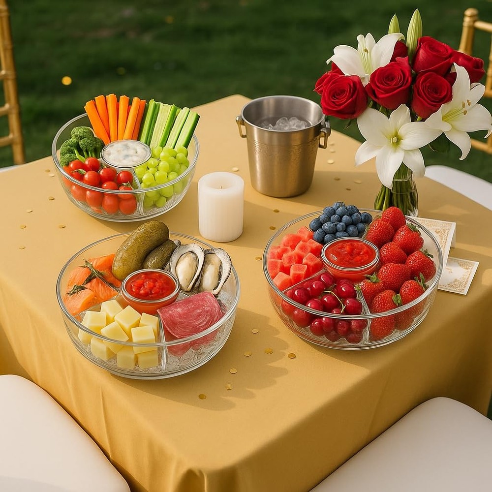 Large Ice Chilled Serving Tray with Lid Handle Dip Holder for Parties,Fruit ...