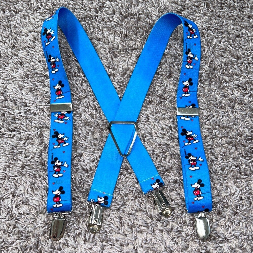 Disney Mickey Mouse suspenders little boy blue stretch