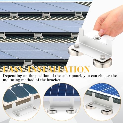 Pack 1200 Lbs No Drill Magnetic Solar Panel Mount Bracket Solar Panel 4 Silver
