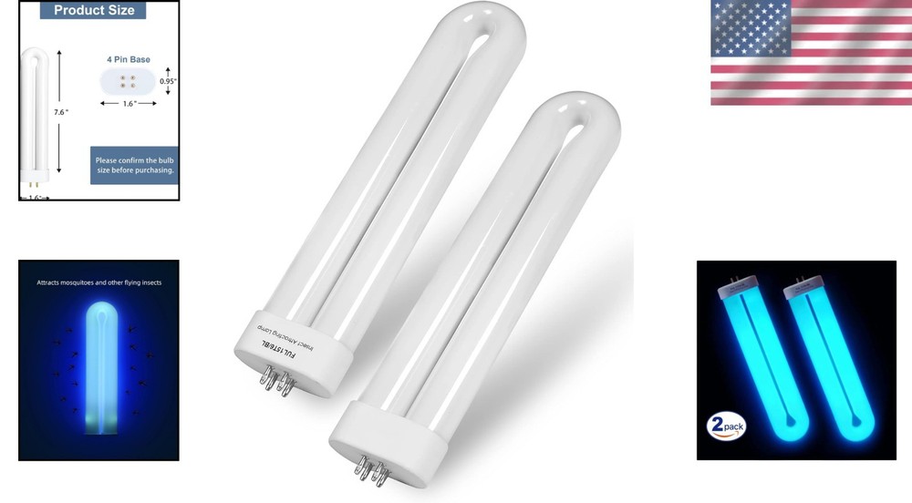 Energy-Efficient 15 Watt UVA Light Bug Zapper Replacement Bulb - 6000 Hour Life