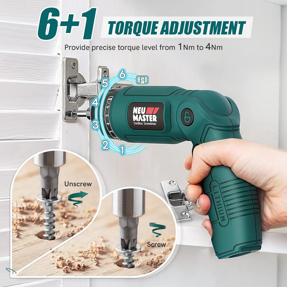 Electric Cordless Screwdriver 4V 32Pk Bits Rechargeable Power Screwdriver