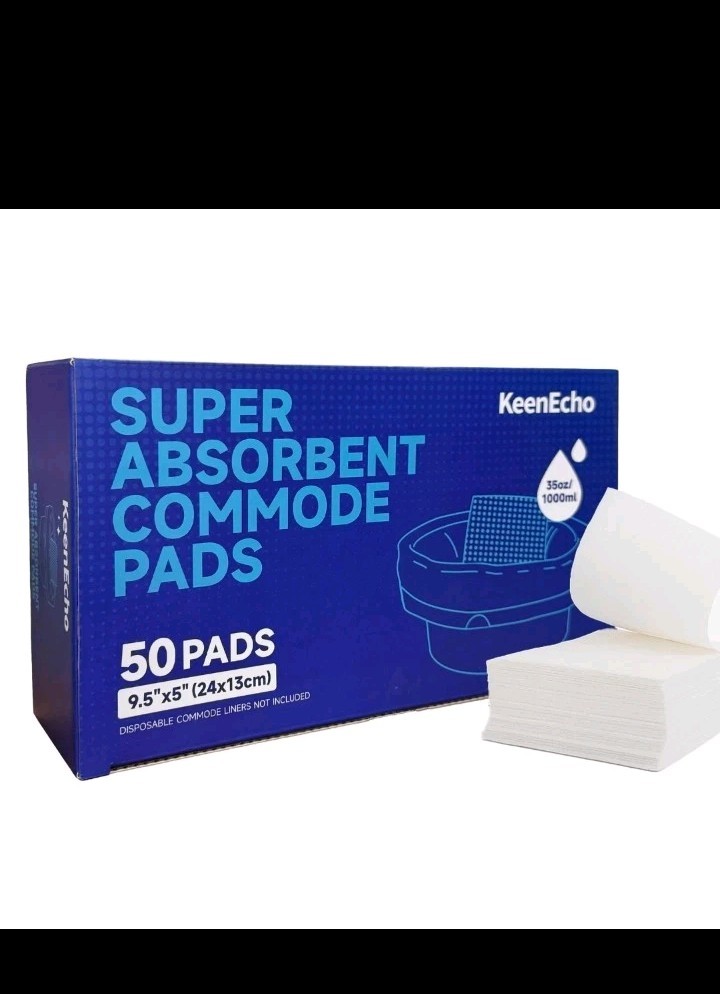 Super Absorbent Commode Pads 50 Count – Disposable Gel Pads for Bedside Commo...