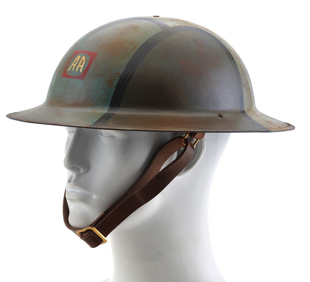 US WW1 Helmet M1917 Doughboy Brodie Helmet 82nd Airborne Cammo Hand Aged