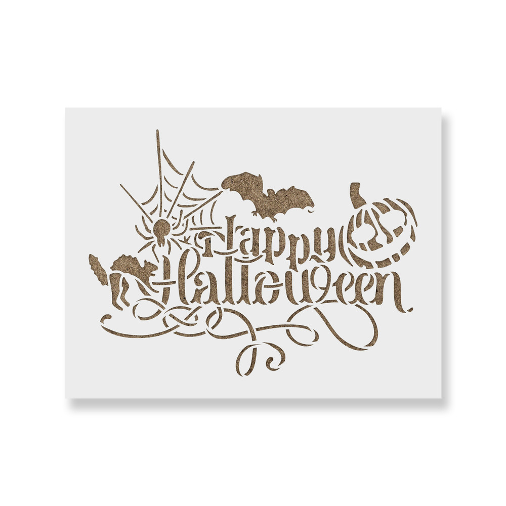 Happy Halloween Pumpkin Stencil - Durable & Reusable Mylar Stencils