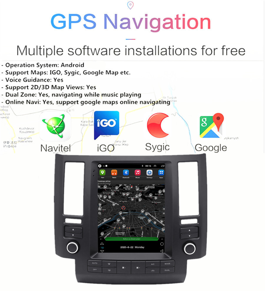 9.7" Android 11 Stereo Radio Head Unit Navi GPS For Infiniti FX35 FX45 2003-2006