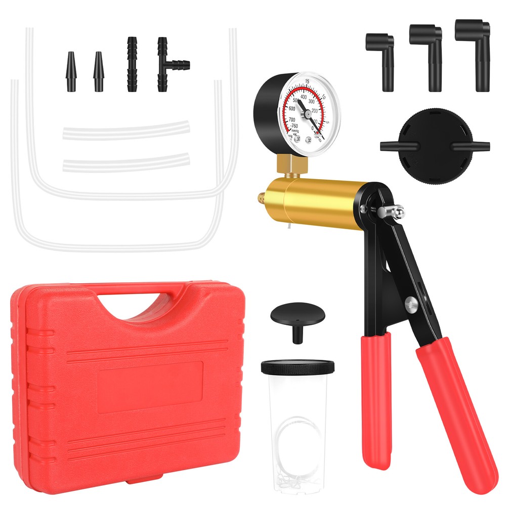 Hand Held Vacuum Pressure Pump Tester Set Brake Fluid Bleeder Bleeding Kit W/Box