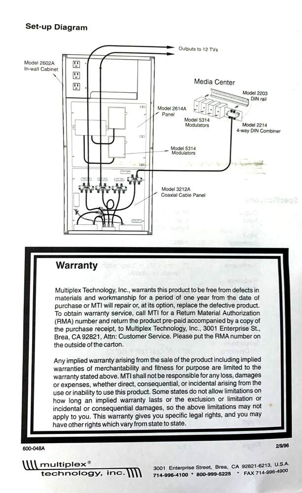 Multiplex Technology Channel plus 5314 DIN Rail Camera Modulator UHF Cable CATV