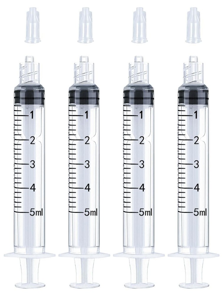 5ml Luer Lock Syringe 4 Pack Small Plastic Sterile Syringes Without Needle | Eba