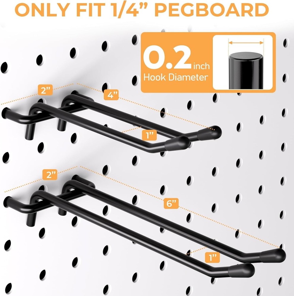 Rust-Resistant 36 Pack Pegboard Hooks - 4 & 6 Inch for Ultimate Organization